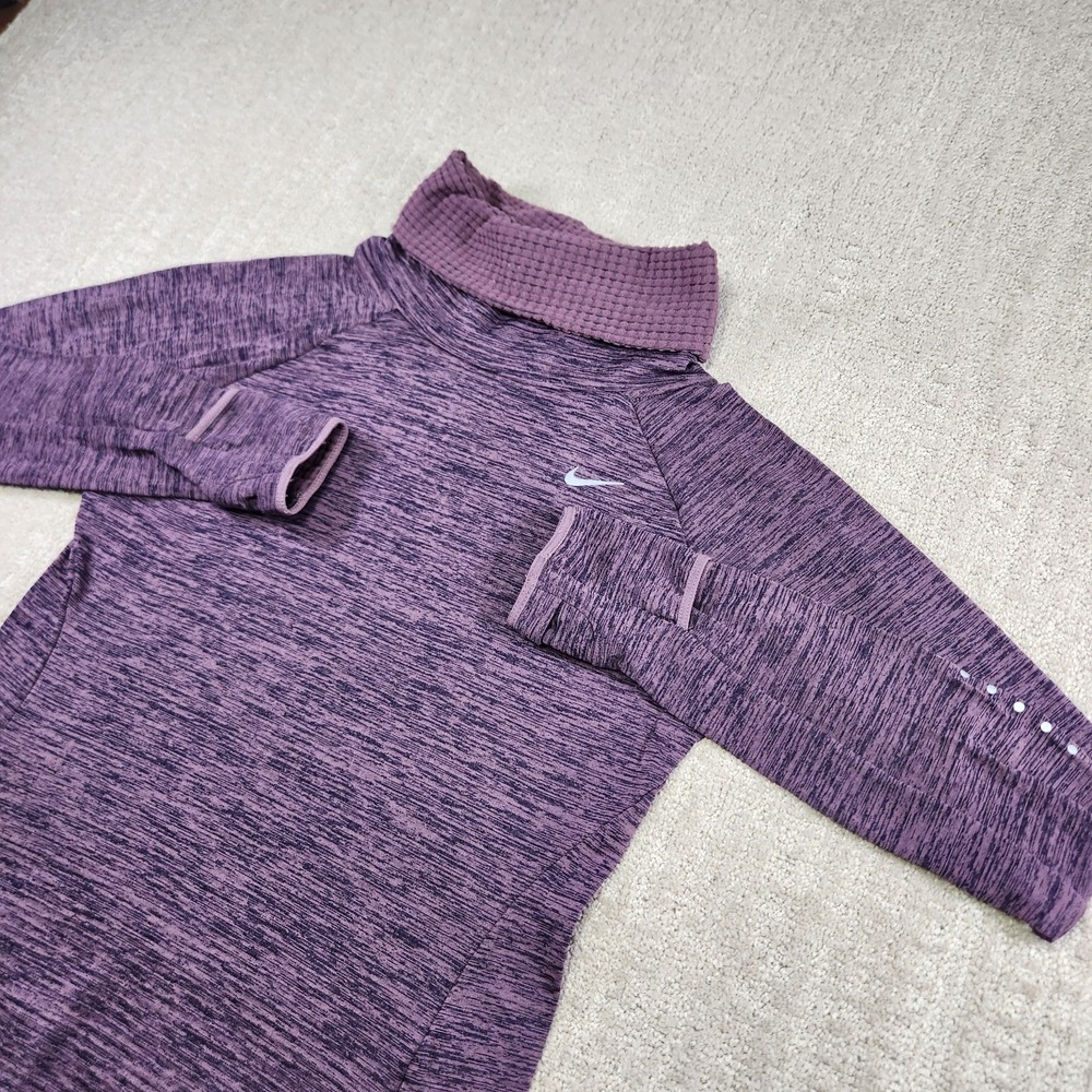 Nike Running Sweatshirt Women Small Cowl Neck Sphere Grid Fleece Pink
